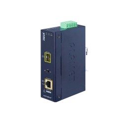 IP30 Compact size Industrial 100/1000BASE-X SFP to 10/100/1000BASE-T 802.3at PoE+ Media Converter