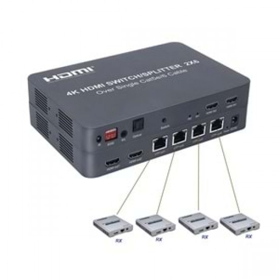 HDMI 2x6 Matrix Switch with Extender 120m 2 in 6 Out