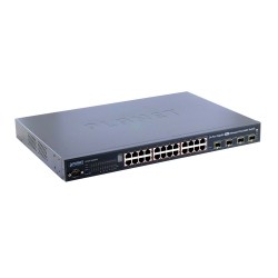 IPv6 Managed 24-Port 802.3af PoE Gigabit Ethernet Switch + 4-Port SFP (400W), stackable