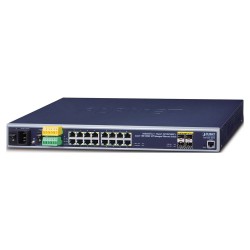 IP30 19" Rack Mountable industrial L2+/L4 Managed Ethernet Switch, 16*1000T + 4*100/1000X SFP (-40 - 75 C, AC + 2 DC, DIDO, ERPS Ring, 1588)