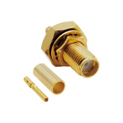SMA Dişi Şase Somunlu Konnektör - RG174 - RG316 - Gold Plated